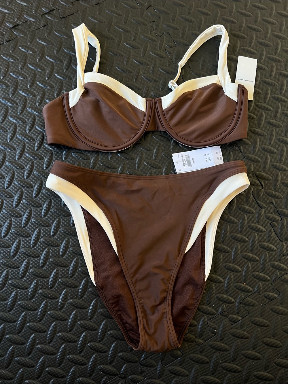 NWT Abercrombie and Fitch Two-Tone Brown & Cream Underwire Bikini Set Sizes S&M